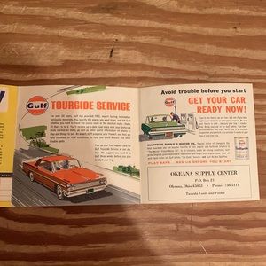 Vintage Gulf Gas Station Paraphernalia cars bingo Pamphlet